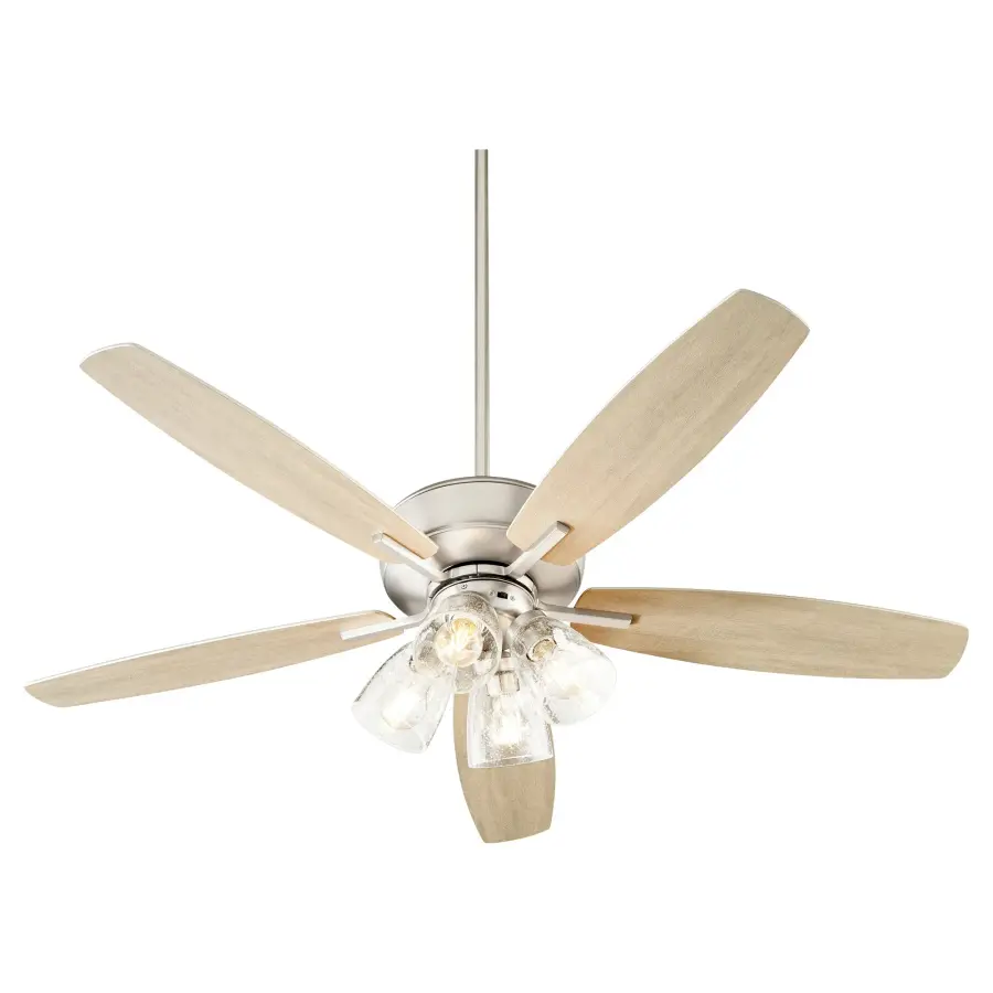 Breeze 52" Satin Nickel Transitional Ceiling Fan with Light - Image 2