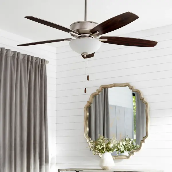 Breeze 52" Satin Nickel Transitional Ceiling Fan with Light - Image 4