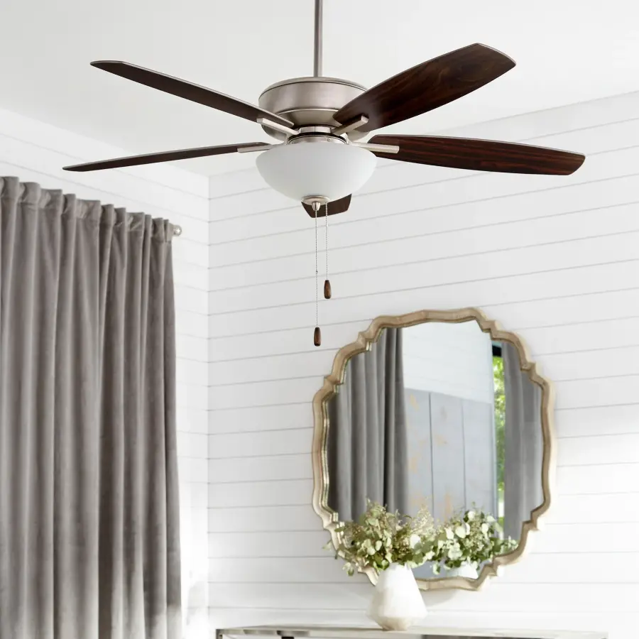 Breeze 52" Satin Nickel Transitional Ceiling Fan with Light - Image 4