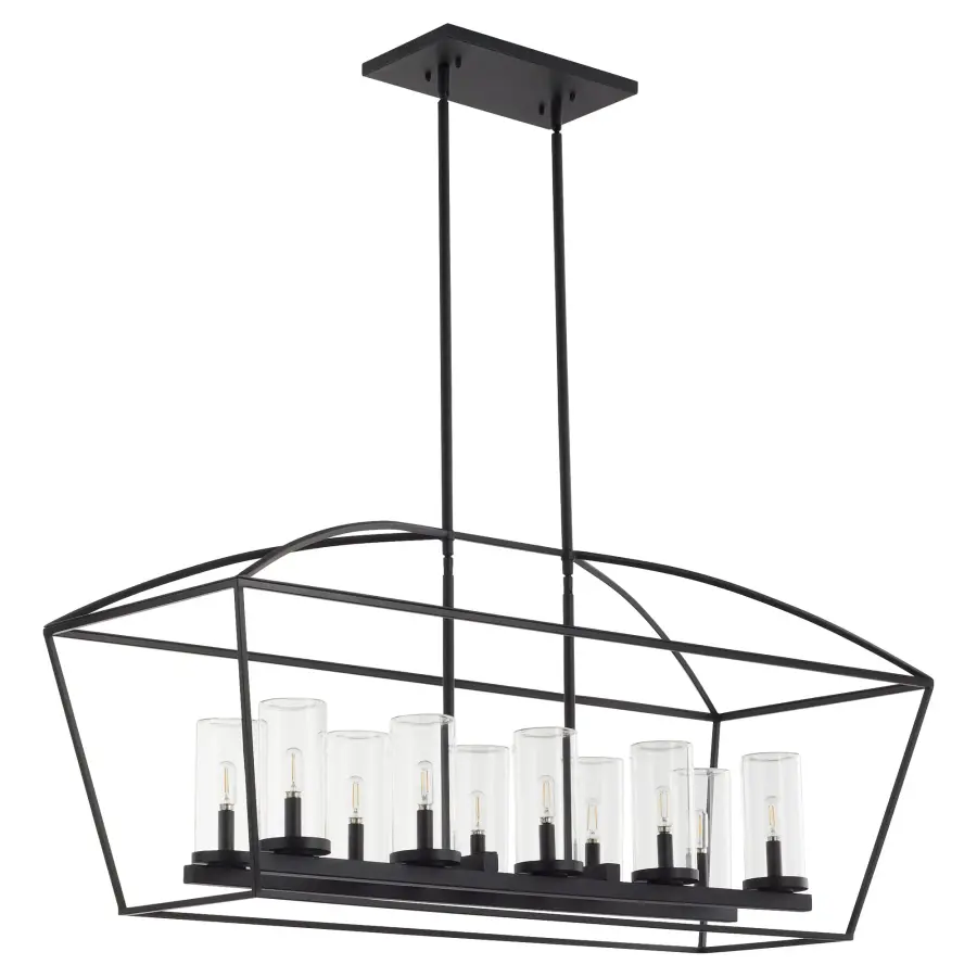 Odeon 10-Light Outdoor Linear Chandelier in Matte Black - Image 1