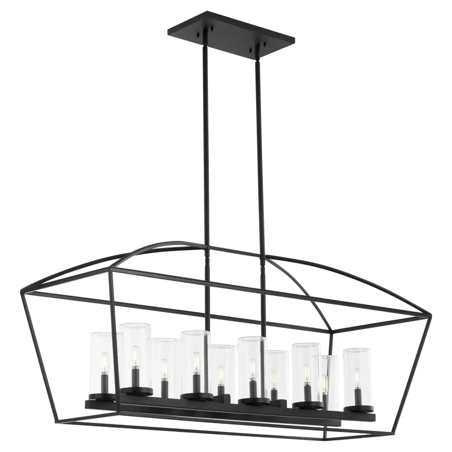 Odeon 10-Light Outdoor Linear Chandelier in Matte Black - Image 2