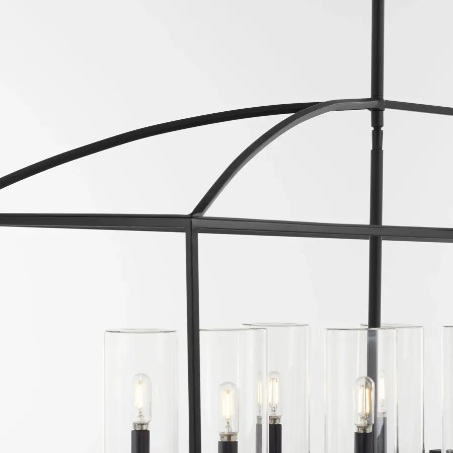 Odeon 10-Light Outdoor Linear Chandelier in Matte Black - Image 3