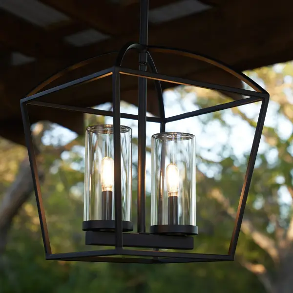 Odeon 2-Light Outdoor Pendant in Matte Black - Image 5
