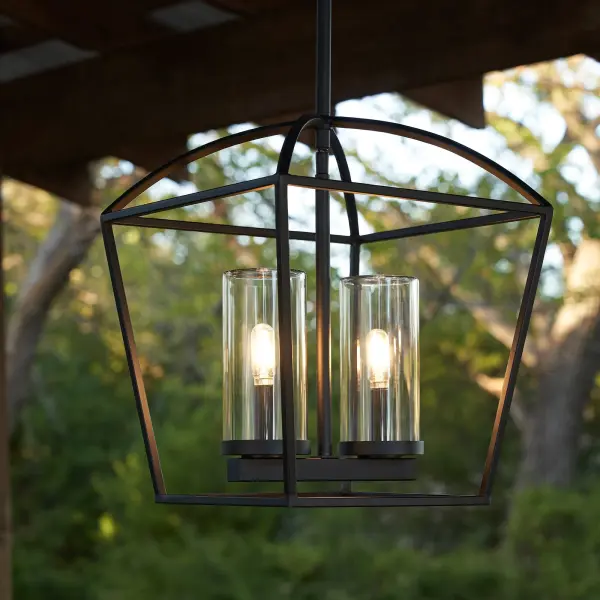Odeon 2-Light Outdoor Pendant in Matte Black - Image 6