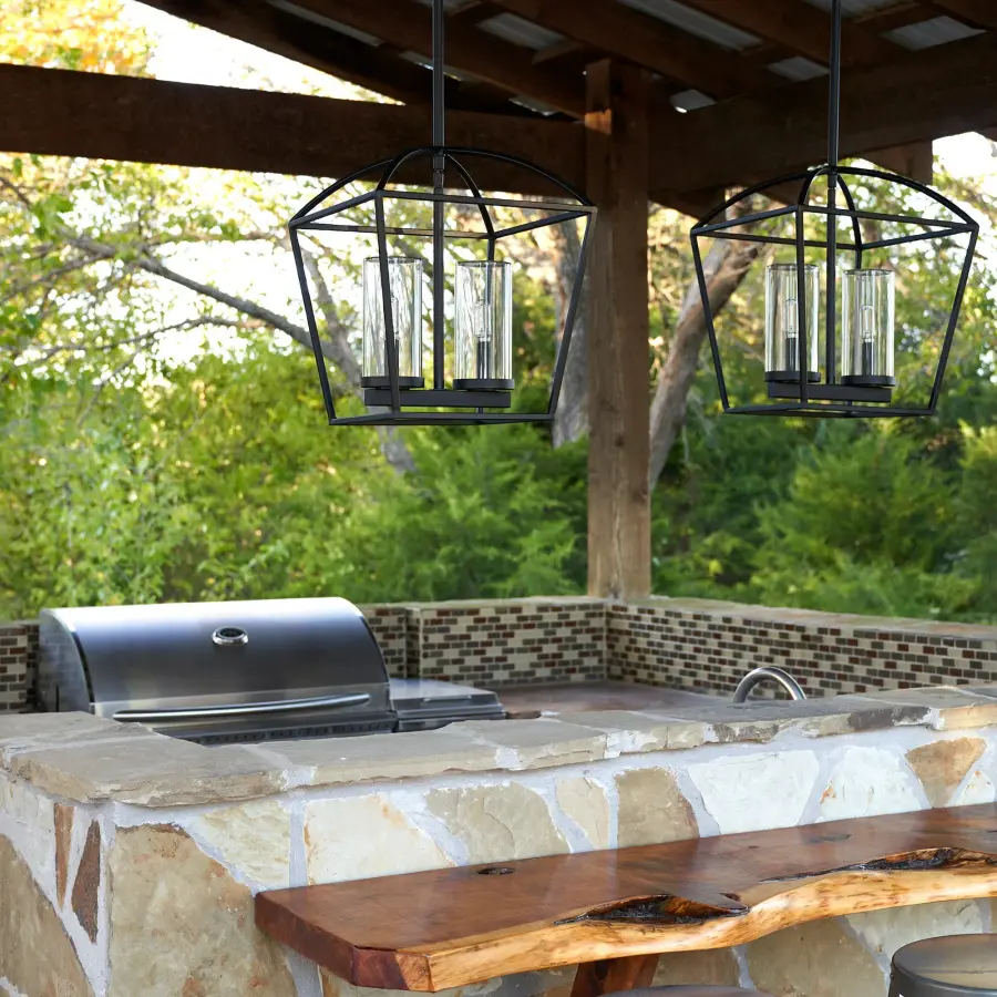 Odeon 2-Light Outdoor Pendant in Matte Black - Image 7