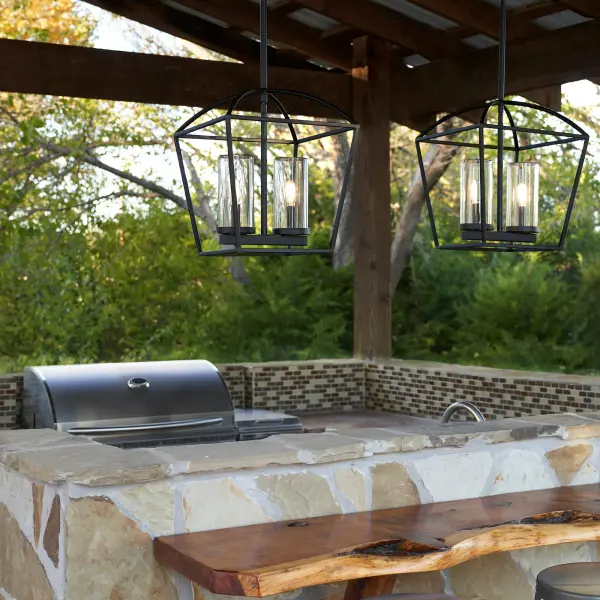 Odeon 2-Light Outdoor Pendant in Matte Black - Image 8