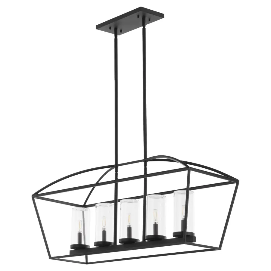 Odeon 5-Light Outdoor Linear Chandelier in Matte Black - Image 1