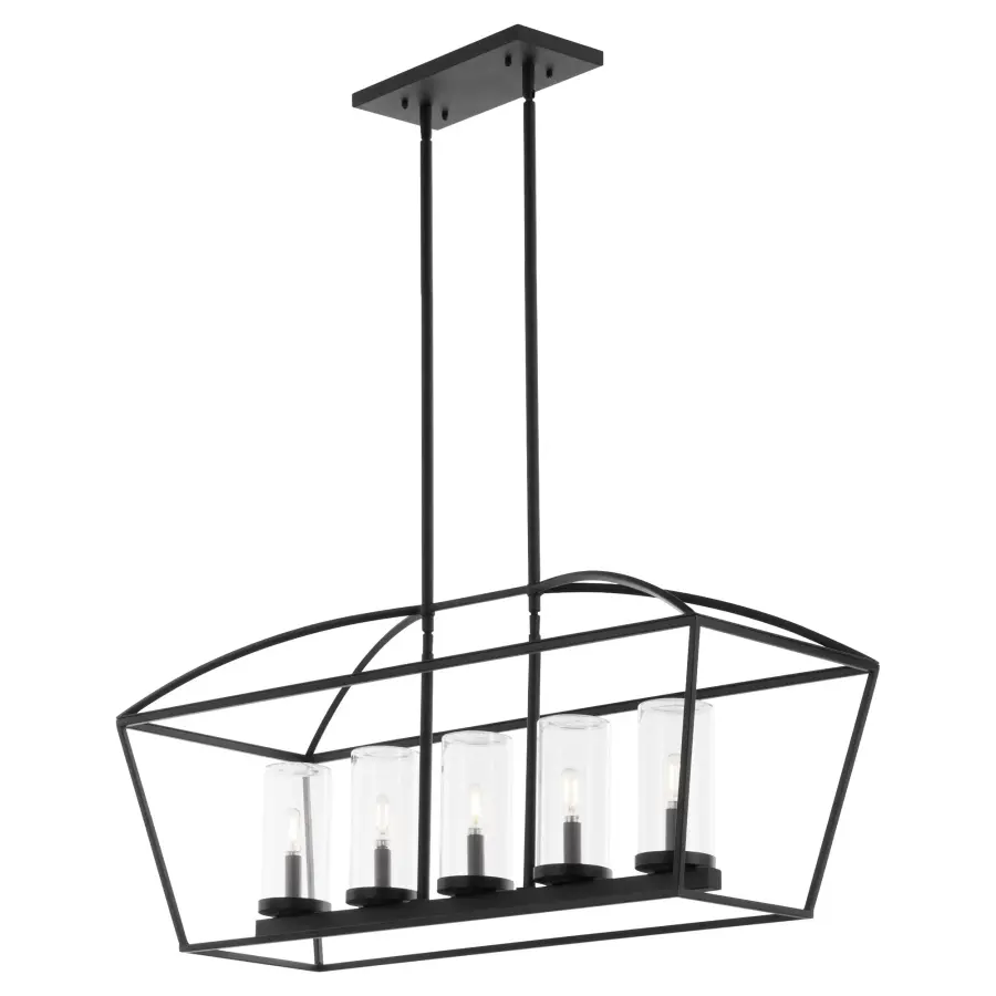 Odeon 5-Light Outdoor Linear Chandelier in Matte Black - Image 2