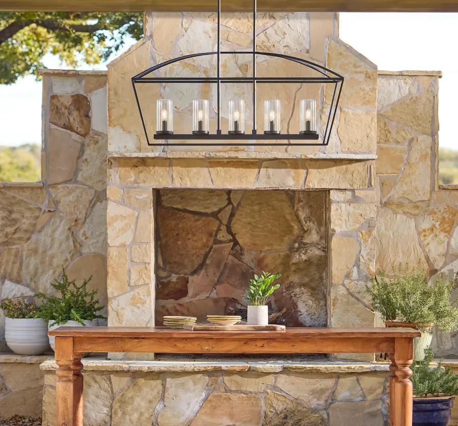 Odeon 5-Light Outdoor Linear Chandelier in Matte Black - Image 6