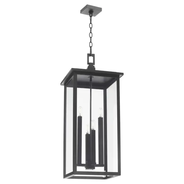 The Westerly brings timeless charm to covered outdoor spaces with its 32" lantern design. Features interchangeable sleeves in aged brass, black, and satin nickel for easy customization. Wet-rated for durability. - alternate view