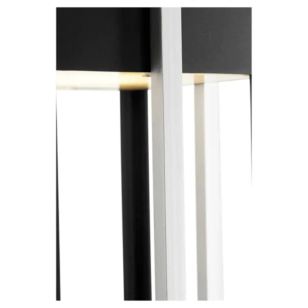 The Al Fresco post light features a distinctive dual-layered geometric frame with sophisticated Noir finish. Its modern symmetry and clean lines make it ideal for contemporary outdoor settings seeking architectural interest. - alternate view
