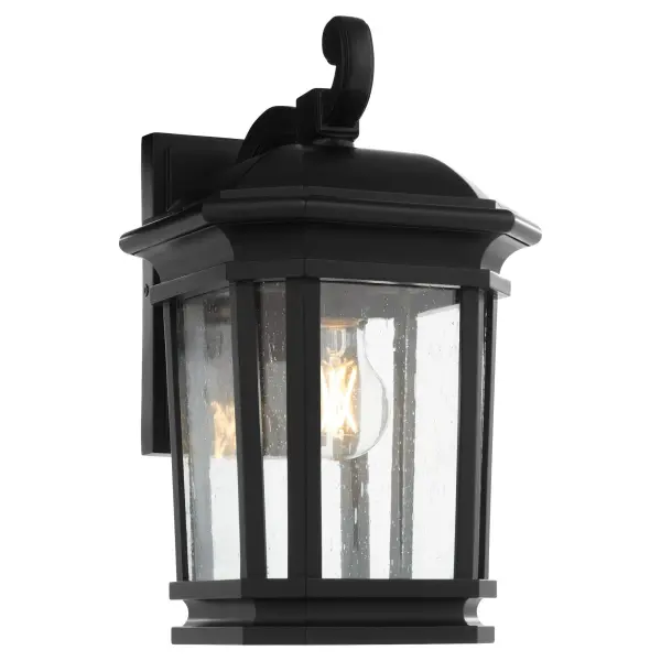 The Murphy lantern combines traditional design with marine-grade construction, making it ideal for coastal and outdoor environments. Its compact 8" size and matte black finish offer versatile styling that complements any exterior. - alternate view