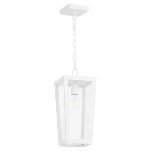 The Bravo outdoor pendant combines marine-grade durability with sleek mid-century design. Its geometric black frame and clear seeded glass create visual interest while standing up to harsh coastal conditions.