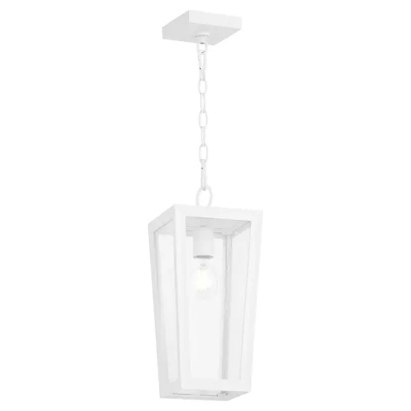 The Bravo outdoor pendant combines marine-grade durability with sleek mid-century design. Its geometric black frame and clear seeded glass create visual interest while standing up to harsh coastal conditions. - alternate view