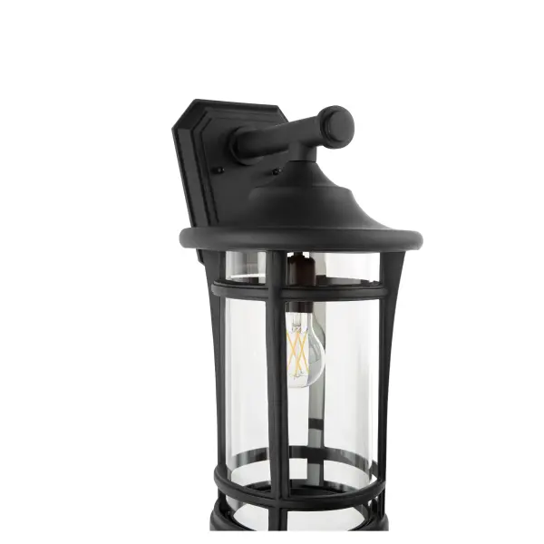 The Haley outdoor wall lantern combines timeless design with marine-grade durability. Its clean-lined silhouette and Noir finish make it ideal for coastal homes, covered porches, and patios where weather resistance is essential. - alternate view