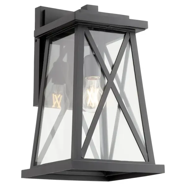 The Artesno 16" lantern combines timeless X-brace design with marine/coastal-grade construction, making it ideal for harsh outdoor environments. Its textured black finish and traditional styling add sophisticated charm to any exterior space. - alternate view