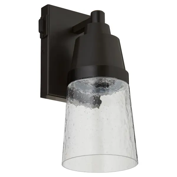 The Altamonte 12" wall lantern combines modern LED technology with transitional design. Features selectable color temperature (2700K-6500K), seeded glass for soft ambient glow, and focused downlight for task lighting.