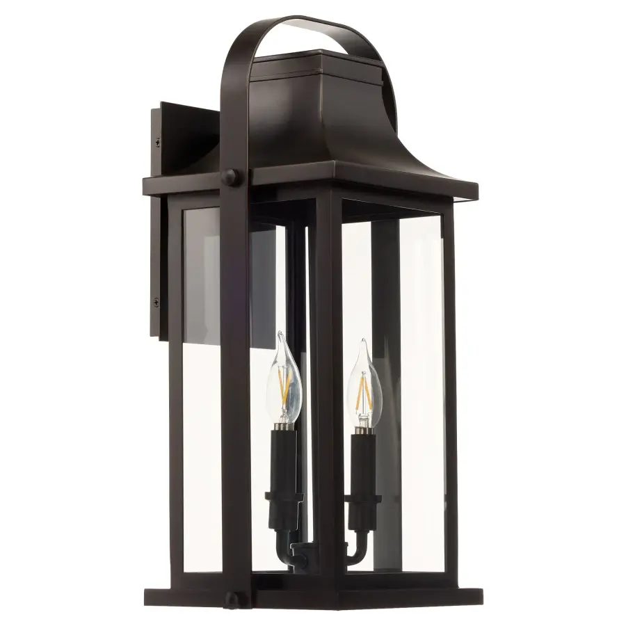 Downey 20" 2-Light Outdoor Wall Lantern in Bronze - Image 4