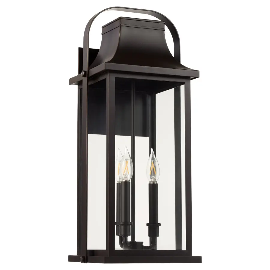 Downey 23" 3-Light Outdoor Lantern in Bronze - Image 1