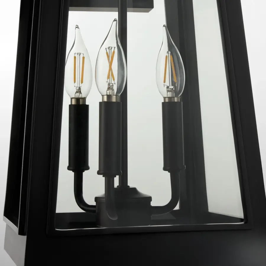 Francis 20" 3 Light Outdoor Lantern in Matte Black - Image 3