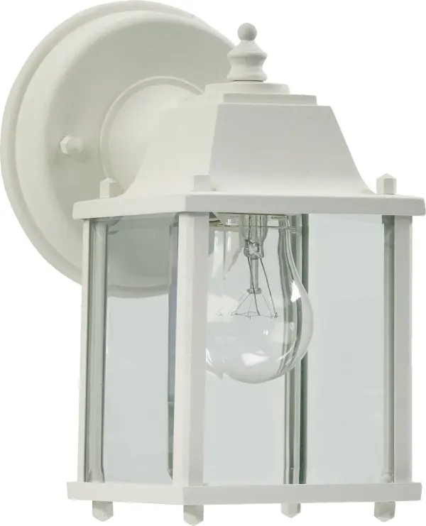 Traditional 9" White Outdoor Wall Lantern - Image 1