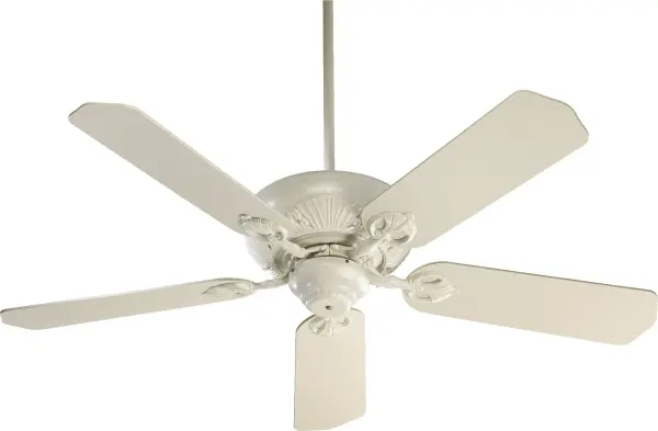The Chateaux ceiling fan brings timeless charm with its scalloped blade tips and floral blade arms. Perfect for traditional and transitional interiors, this 52-inch fan delivers reliable circulation with old-world aesthetic appeal.