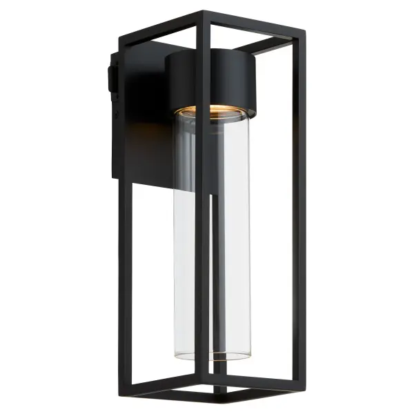 The Delgado 14" LED Lantern brings mid-century modern sophistication to outdoor spaces with its slender frame and matte black finish. Energy-efficient LED technology combines with striking geometric forms for a contemporary look. - alternate view