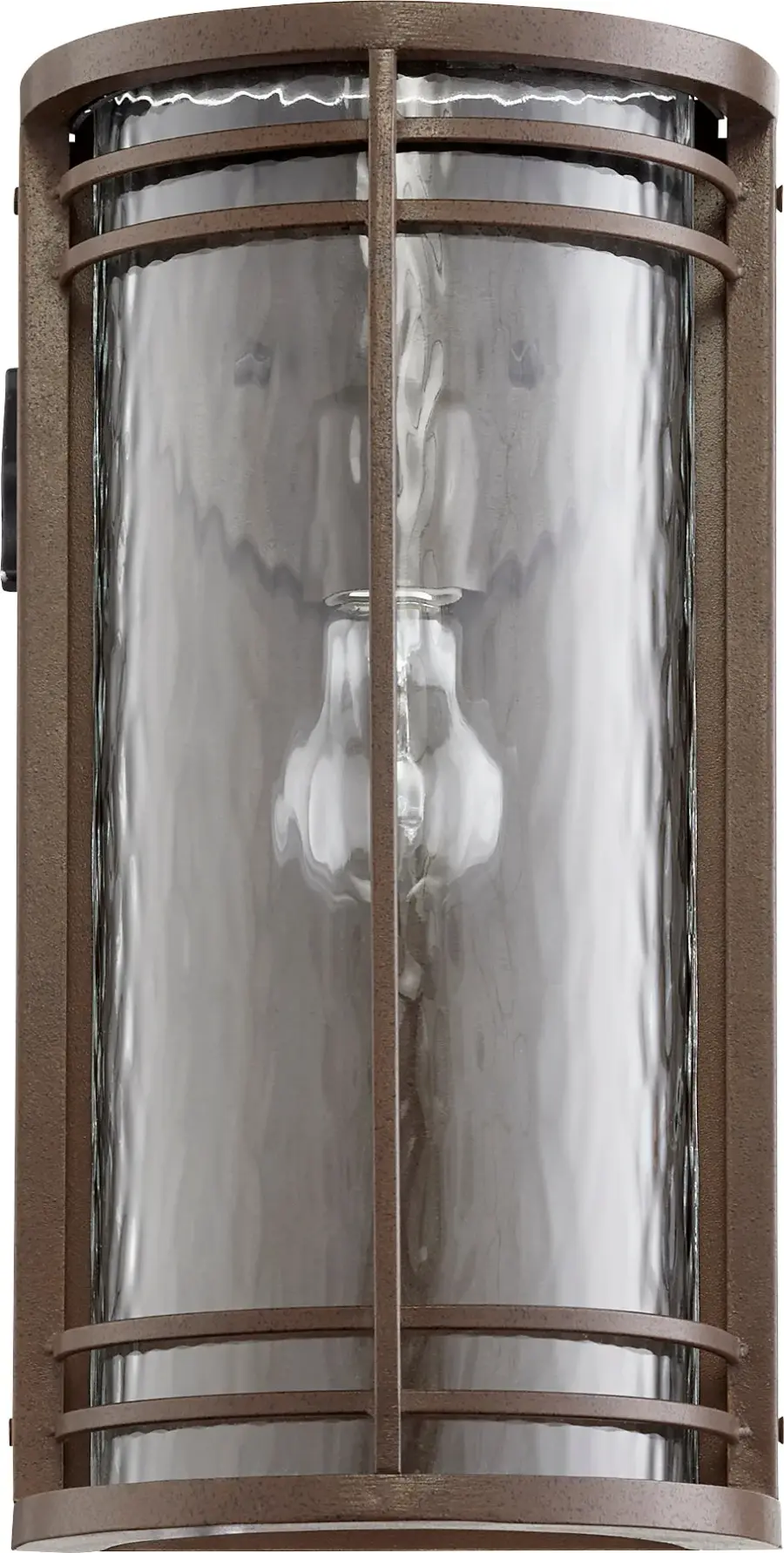 Contemporary Outdoor Wall Light with Hammered Glass and Wet-Rated Durability