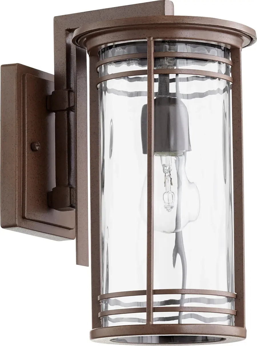 Contemporary Outdoor Wall Light with Hammered Glass Detail