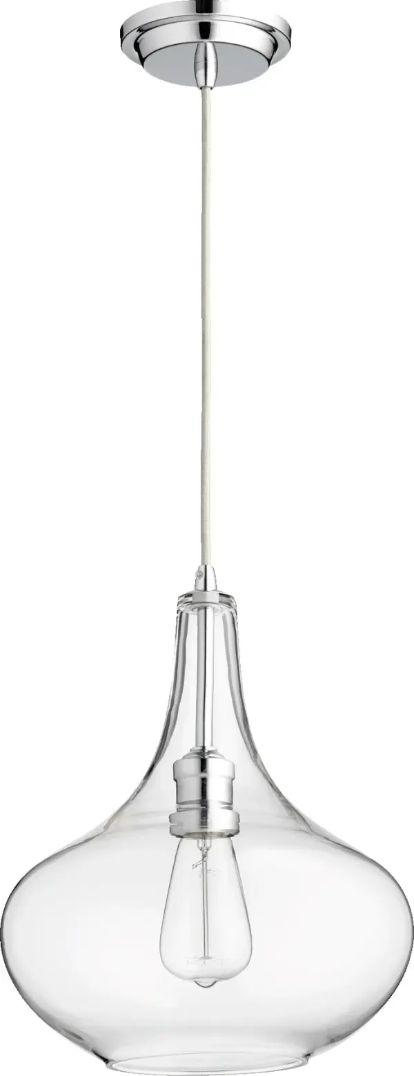 Chrome Transitional Pendant with Gunmetal Glass