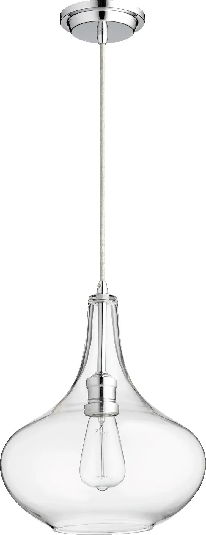 Chrome Transitional Pendant with Gunmetal Glass