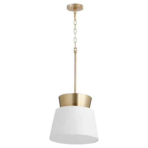 White and Aged Brass Modern Contemporary Pendant