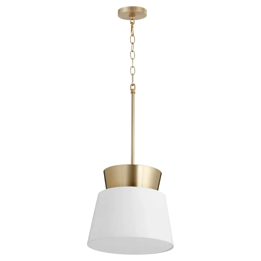 White and Aged Brass Modern Contemporary Pendant