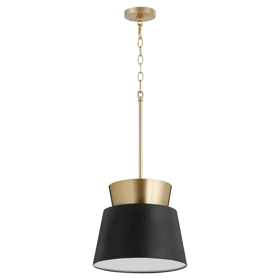 Black Modern Contemporary Pendant with Aged Brass Accent - Image 1