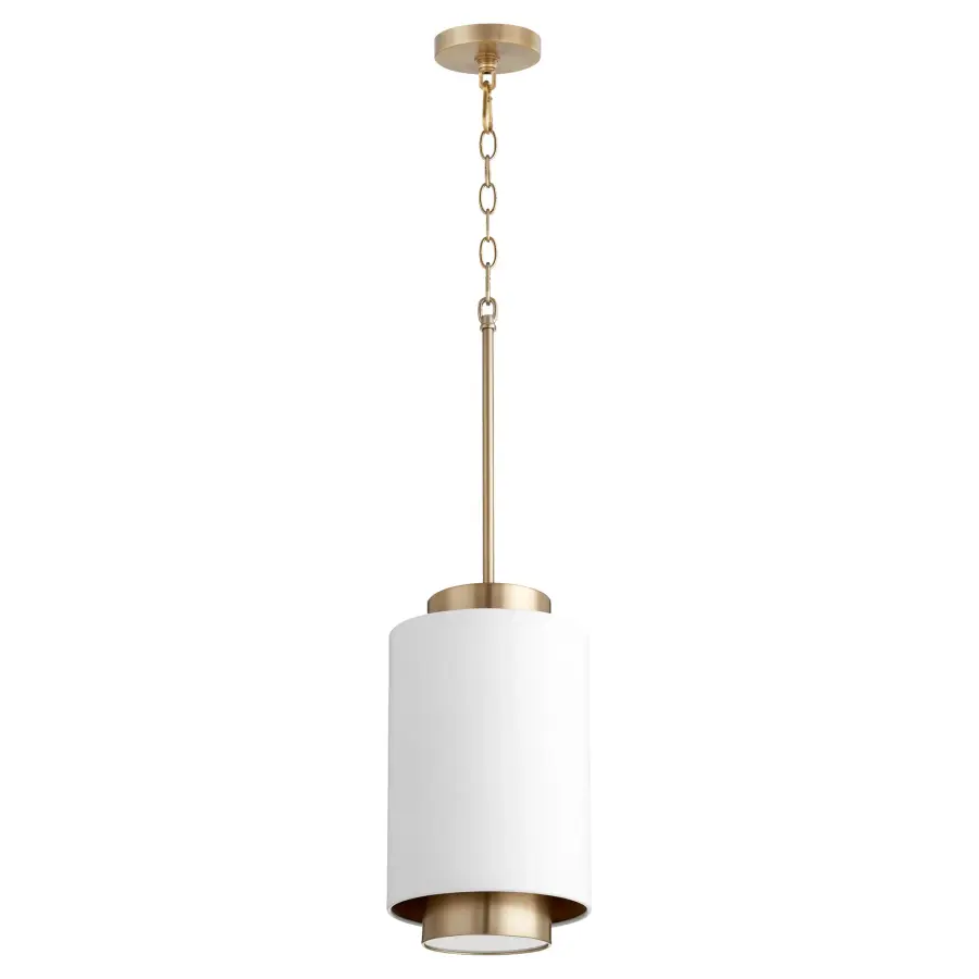 White with Aged Brass Soft Contemporary Pendant - Image 1