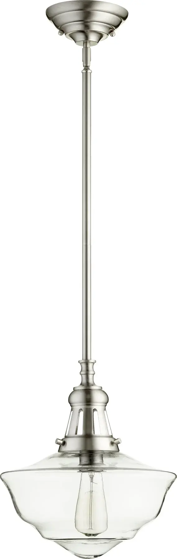 Satin Nickel Clear Glass Transitional Pendant