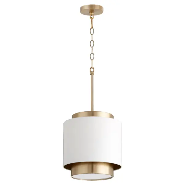 White and Aged Brass Soft Contemporary Pendant - Image 1