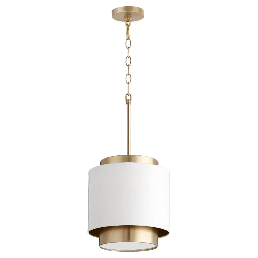 White and Aged Brass Soft Contemporary Pendant - Image 1