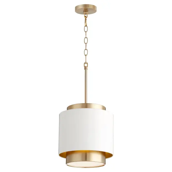 White and Aged Brass Soft Contemporary Pendant - Image 2
