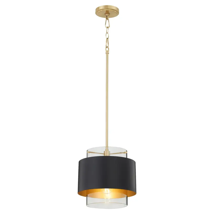 10" Clear Glass Pendant with Aged Brass - Image 2