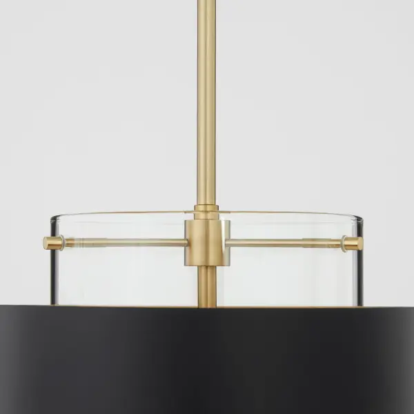 10" Clear Glass Pendant with Aged Brass - Image 3
