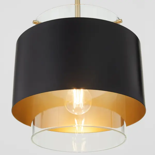 10" Clear Glass Pendant with Aged Brass - Image 4
