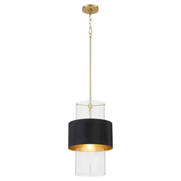 12" Clear Glass Pendant with Aged Brass - Image 2