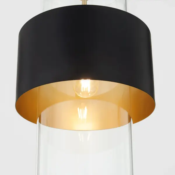 12" Clear Glass Pendant with Aged Brass - Image 3