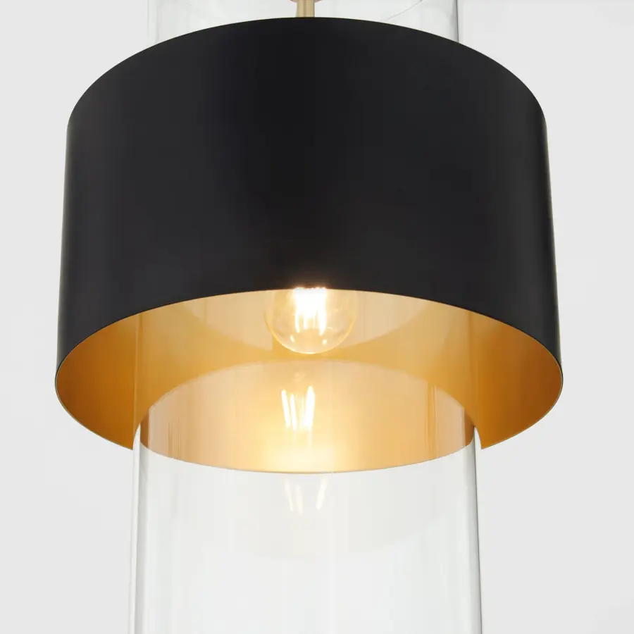 12" Clear Glass Pendant with Aged Brass - Image 3