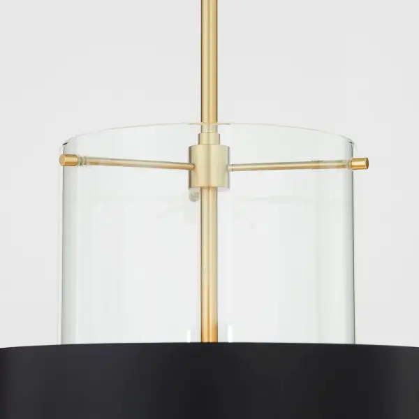 12" Clear Glass Pendant with Aged Brass - Image 4
