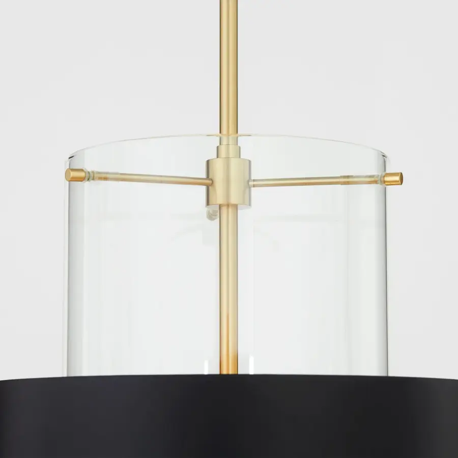 12" Clear Glass Pendant with Aged Brass - Image 4