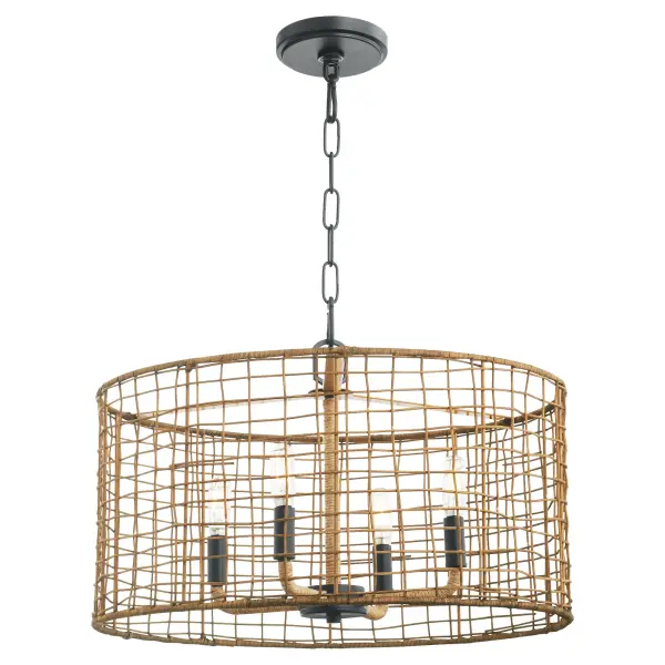 Abaca 4-Light Pendant in Matte Black - Image 2