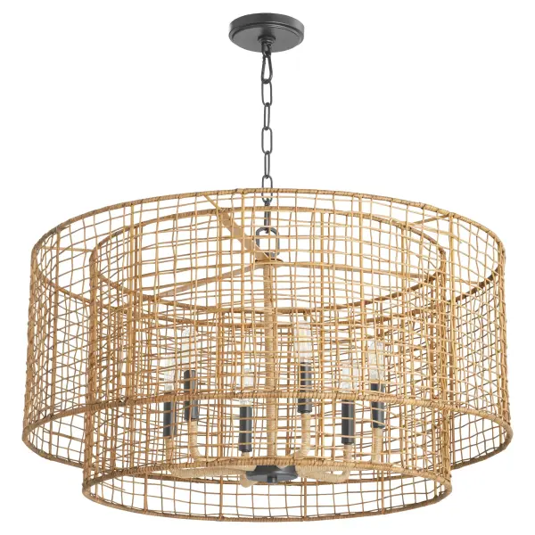 Abaca 6-Light Pendant in Matte Black - Image 1