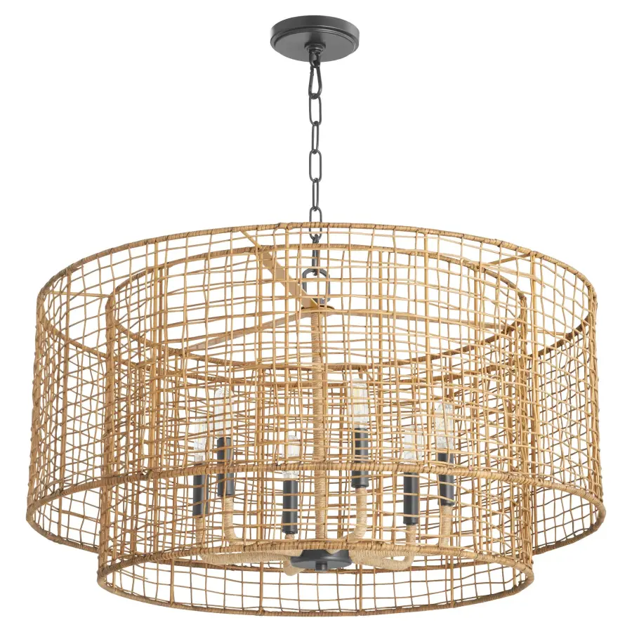 Abaca 6-Light Pendant in Matte Black - Image 1